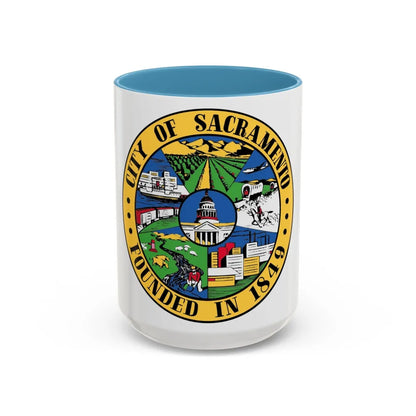 Seal of Sacramento California - Accent Coffee Mug-15oz-Light Blue-Go Mug Yourself