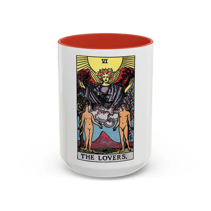 The Lovers (Tarot Card) Accent Coffee Mug-15oz-Red-Go Mug Yourself