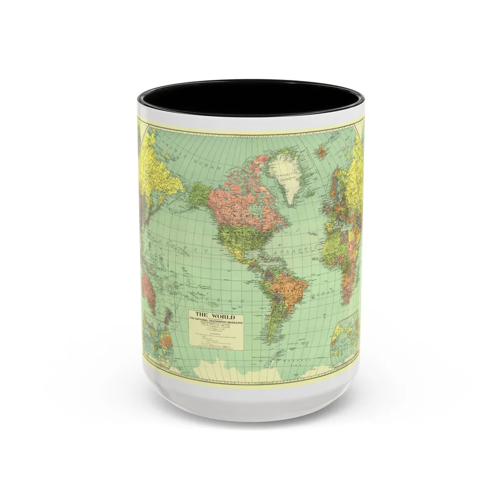 World Map (1932) (Map) Accent Coffee Mug-15oz-Black-Go Mug Yourself