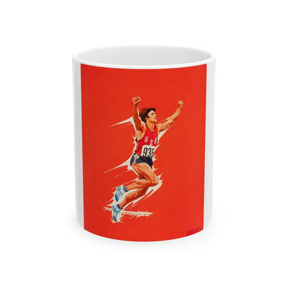 Bruce Jenner, Olympic Decathlon winner, Wheaties cereal box illustration, 1976 - White Coffee Mug-11oz-Go Mug Yourself