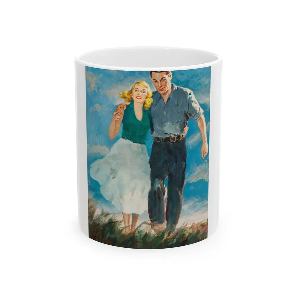 Couple Walking in a Field, 1950 - White Coffee Mug-11oz-Go Mug Yourself