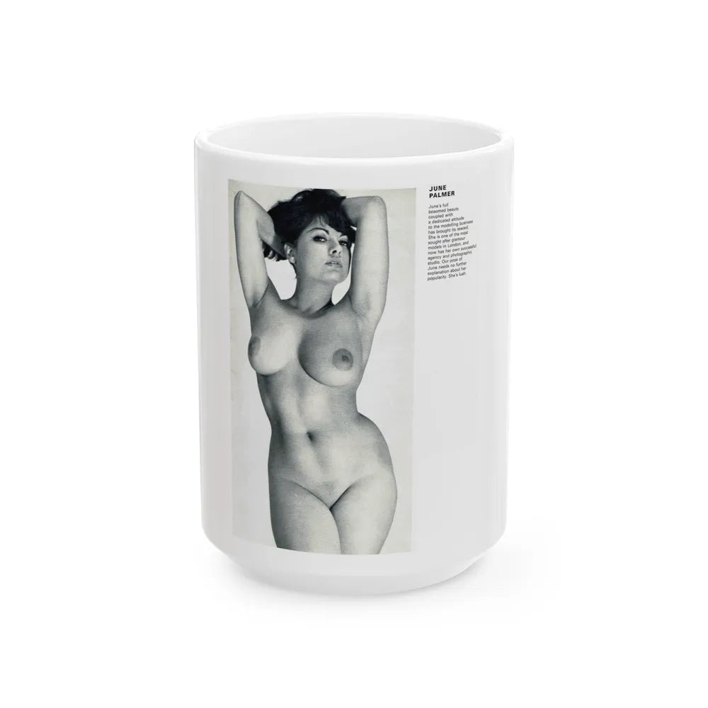 June Palmer #138 - Nude Magazine Spread (Vintage Female Icon) White Coffee Mug-15oz-Go Mug Yourself