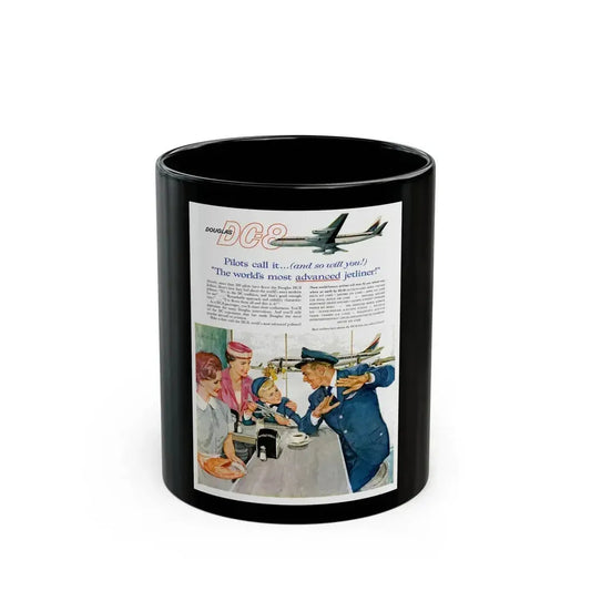 DC-8 Excitement ad, 1959 - Black Coffee Mug 11oz - Go Mug Yourself