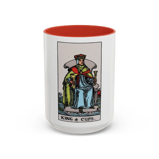 The King of Cups (Tarot Card) Accent Coffee Mug-15oz-Red-Go Mug Yourself