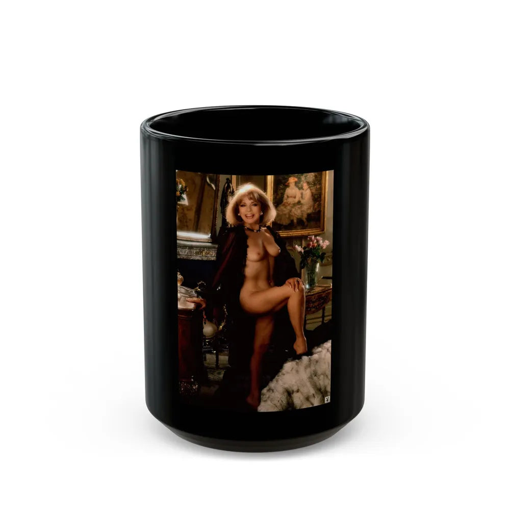 Terry Moore #402 - Unreleased Aug. '84 Playboy Photo from shoot topless in lingerie & black heels (Vintage Female Icon) Black Coffee Mug-15oz-Go Mug Yourself