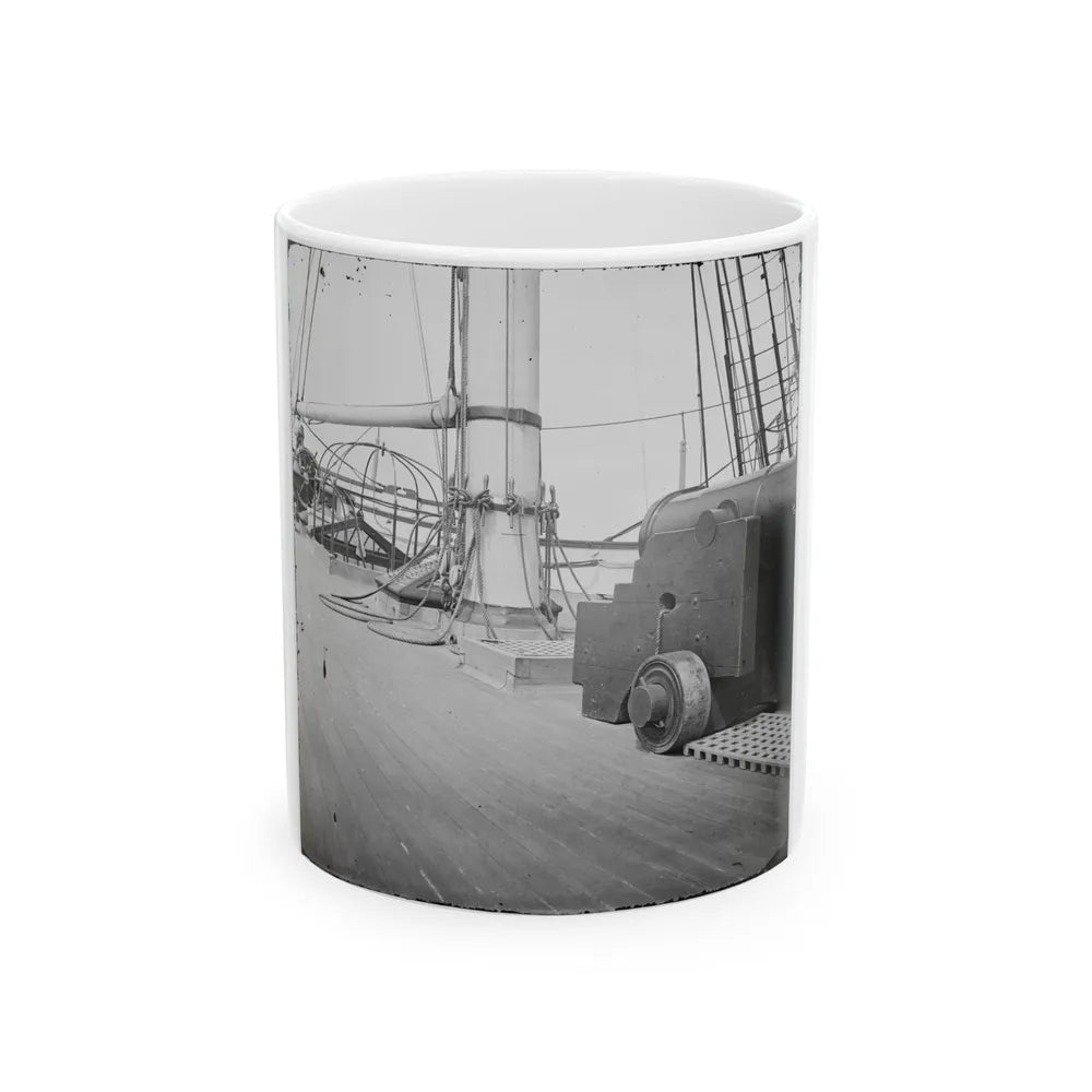 Charleston Harbor, S.C. 24-Pdr. Howitzer On Deck Of U.S.S. Pawnee (U.S. Civil War) White Coffee Mug-11oz-Go Mug Yourself