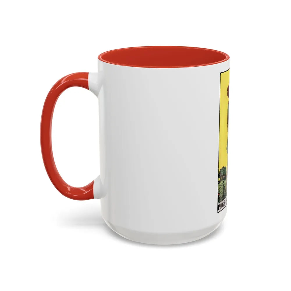 The Page of Pentacles (Tarot Card) Accent Coffee Mug-Go Mug Yourself