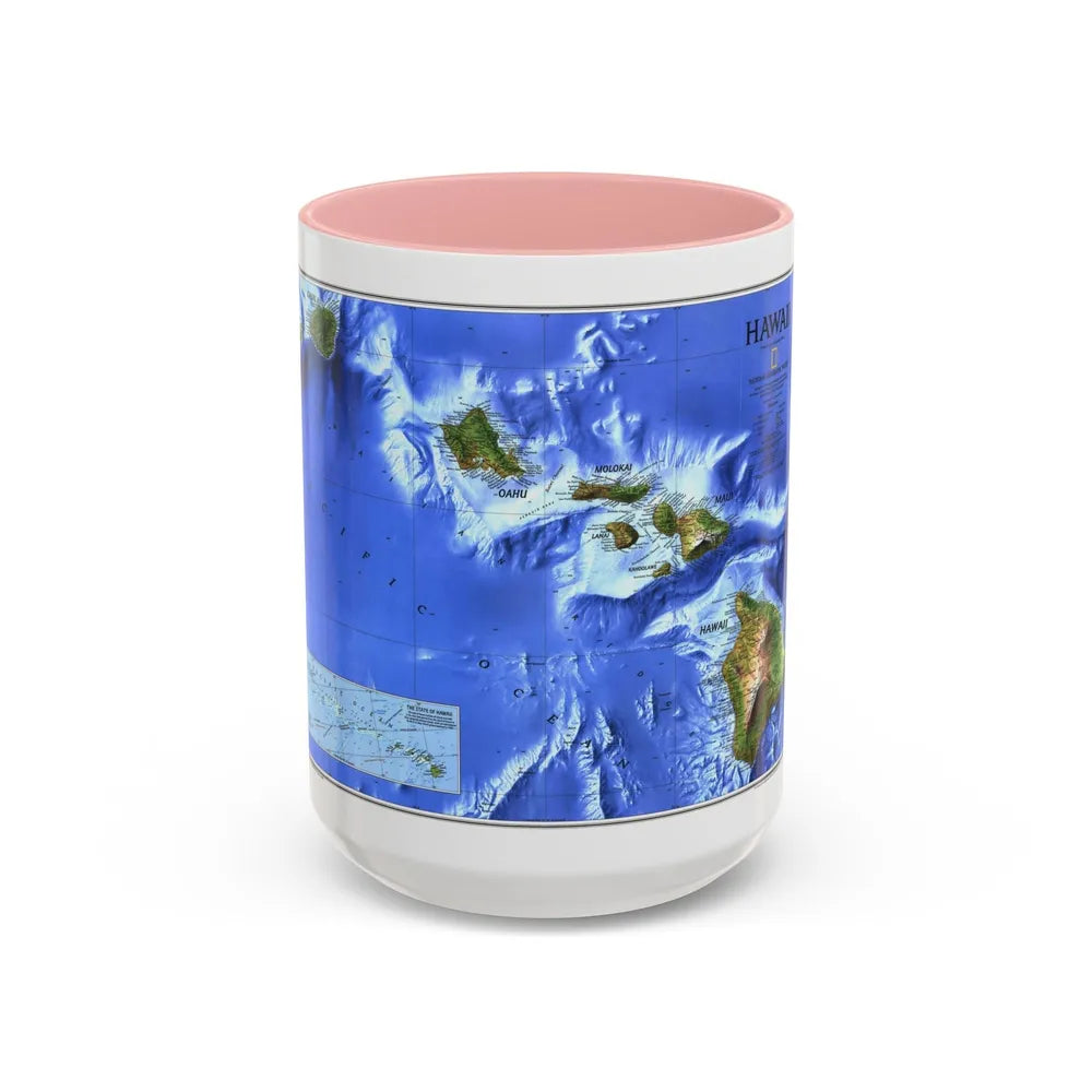 USA - Hawaii (1995) (Map) Accent Coffee Mug-15oz-Pink-Go Mug Yourself