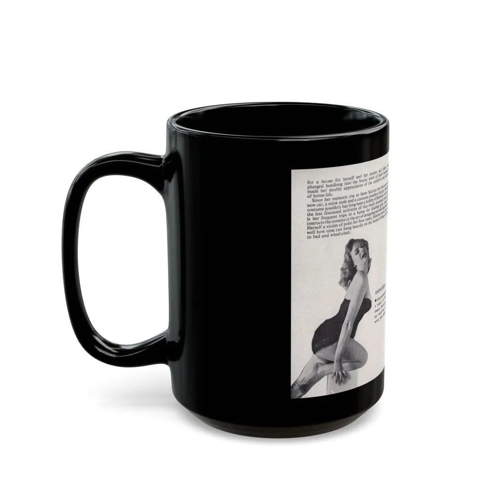 Norma Sykes #142 - 66 PHOTOGRAPHS OF Sabrina U.K. Pocket Mag. Pages 14 & 15 (Vintage Female Icon) Black Coffee Mug-Go Mug Yourself