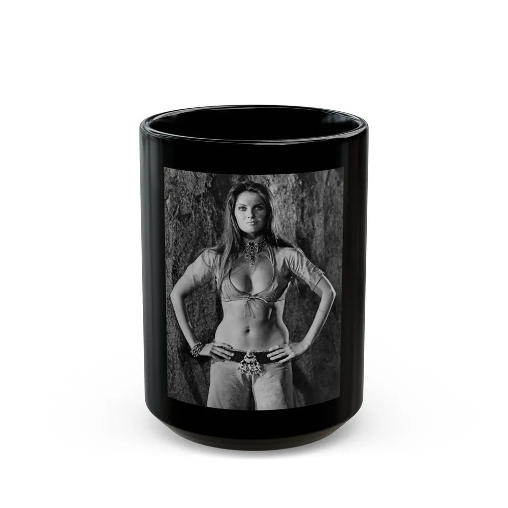 Caroline Munro #320 (Vintage Female Icon) Black Coffee Mug-15oz-Go Mug Yourself