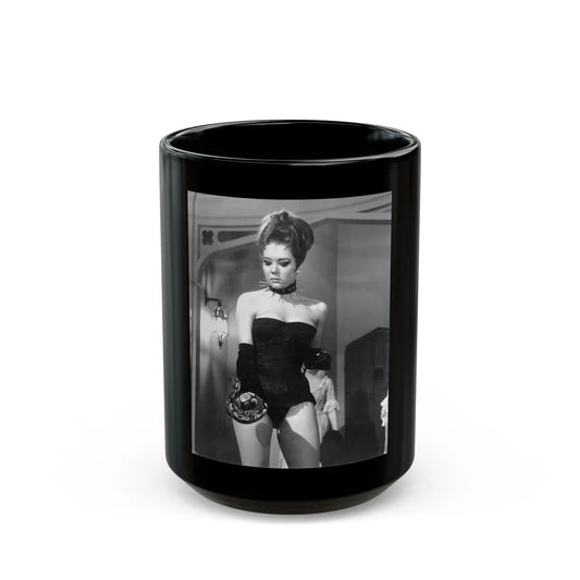 Diana Rigg #08 (Vintage Female Icon) Black Coffee Mug-15oz-Go Mug Yourself