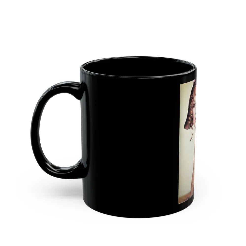 Julie Ege #147 - Topless (Vintage Female Icon) Black Coffee Mug-Go Mug Yourself