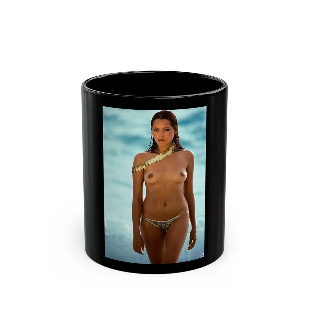 Barbara Carrera #19 - Topless (Vintage Female Icon) Black Coffee Mug-11oz-Go Mug Yourself