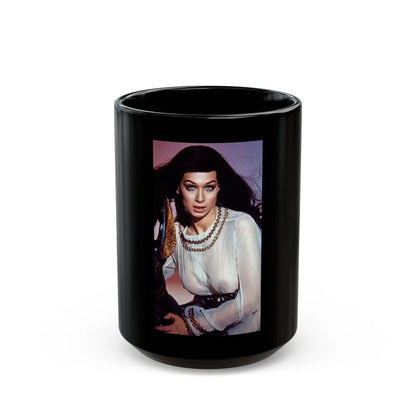 Valerie Leon #36 - See through top (Vintage Female Icon) Black Coffee Mug-15oz-Go Mug Yourself