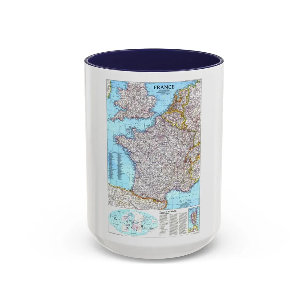 France (1989) (Map) Accent Coffee Mug-15oz-Navy-Go Mug Yourself