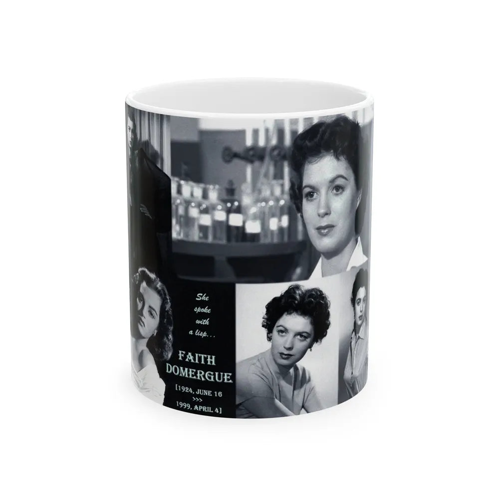 Faith Domergue #82 - Wallpaper (Vintage Female Icon) White Coffee Mug-11oz-Go Mug Yourself