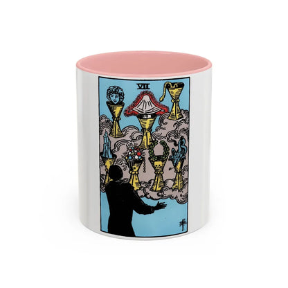 The 7 of Cups (Tarot Card) Accent Coffee Mug-11oz-Pink-Go Mug Yourself