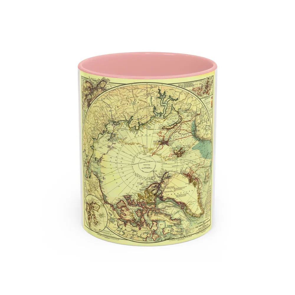 North Pole (1907) (Map) Accent Coffee Mug-11oz-Pink-Go Mug Yourself