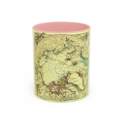 North Pole (1907) (Map) Accent Coffee Mug-11oz-Pink-Go Mug Yourself