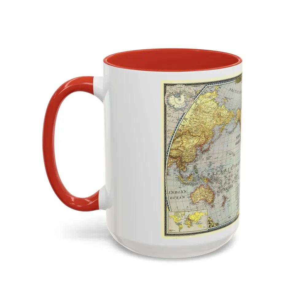 World Map (1943) (Map) Accent Coffee Mug-Go Mug Yourself