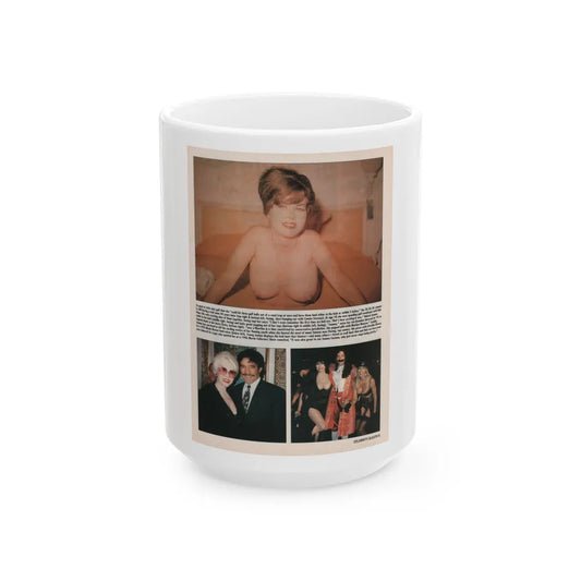 Jeanne Carmen #150 - Celebrity Sleuth Magazine Article & 1 Color Topless Photo & 2 more Color on Page 9 (Vintage Female Icon) White Coffee Mug-15oz-Go Mug Yourself