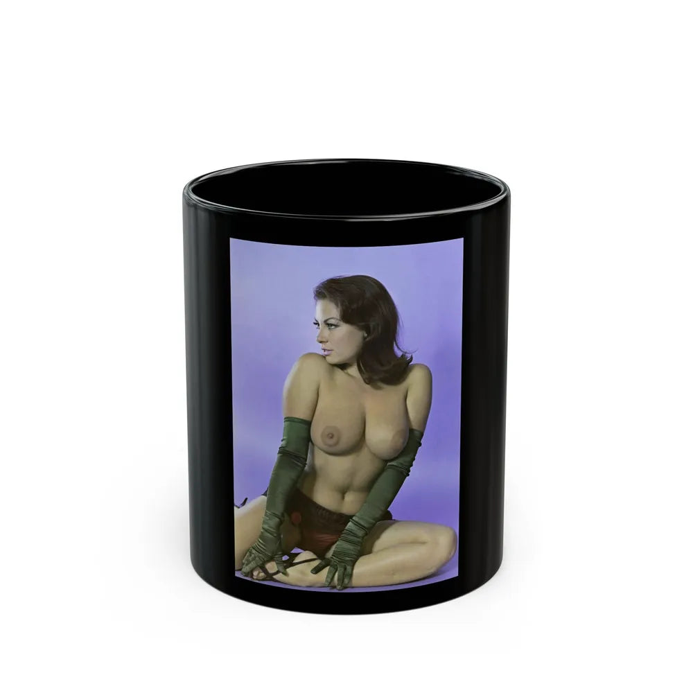 June Palmer #232 - Topless (Vintage Female Icon) Black Coffee Mug-11oz-Go Mug Yourself