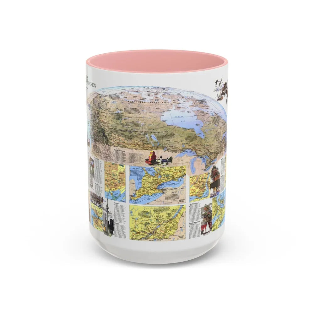 Canada - Vacationlands (1985) (Map) Accent Coffee Mug-15oz-Pink-Go Mug Yourself