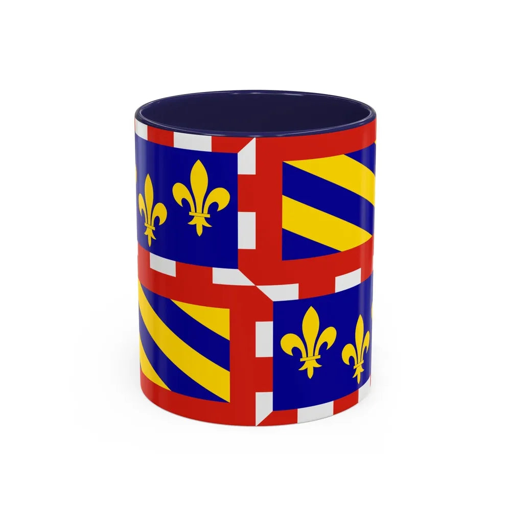 Flag of Bourgogne France - Accent Coffee Mug-11oz-Navy-Go Mug Yourself