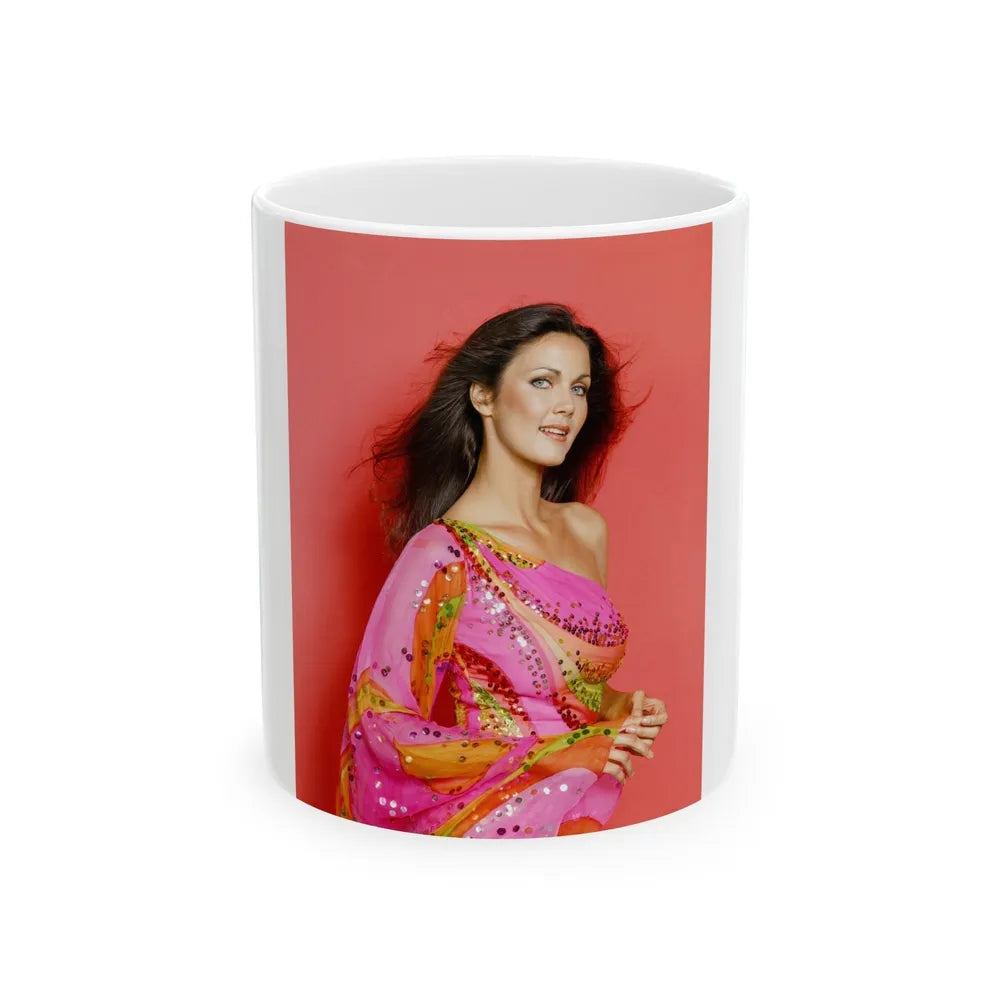 Lynda Carter #237 (Vintage Female Icon) White Coffee Mug-11oz-Go Mug Yourself