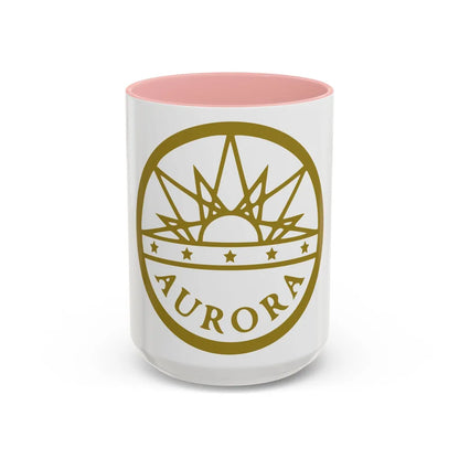 Seal of Aurora Colorado - Accent Coffee Mug-15oz-Pink-Go Mug Yourself