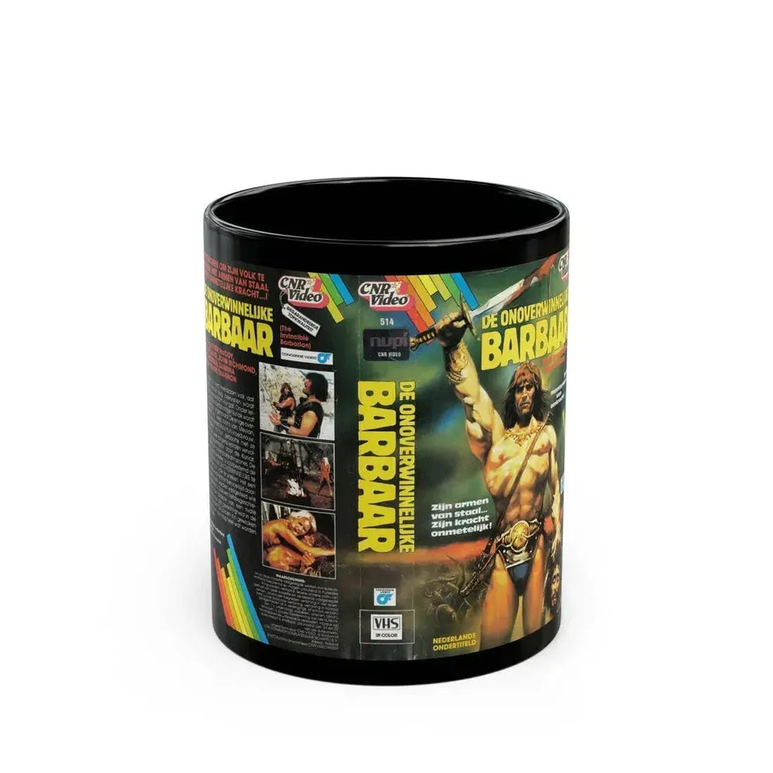 DE ONOVERWINNELIJKE BARBAAR (VHS COVER) - Black Coffee Mug 11oz - Go Mug Yourself