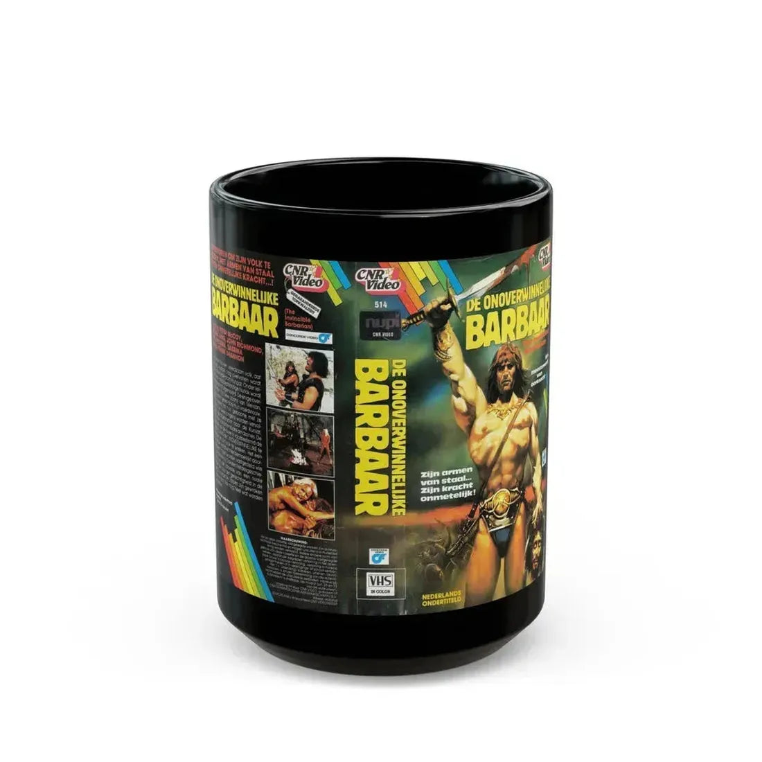 DE ONOVERWINNELIJKE BARBAAR (VHS COVER) - Black Coffee Mug 15oz - Go Mug Yourself