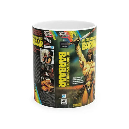 DE ONOVERWINNELIJKE BARBAAR (VHS COVER) - White Coffee Mug 11oz - Go Mug Yourself