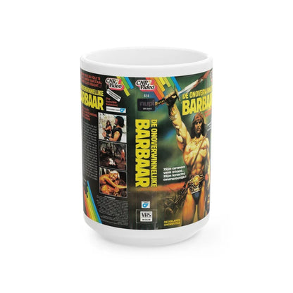 DE ONOVERWINNELIJKE BARBAAR (VHS COVER) - White Coffee Mug-15oz-Go Mug Yourself