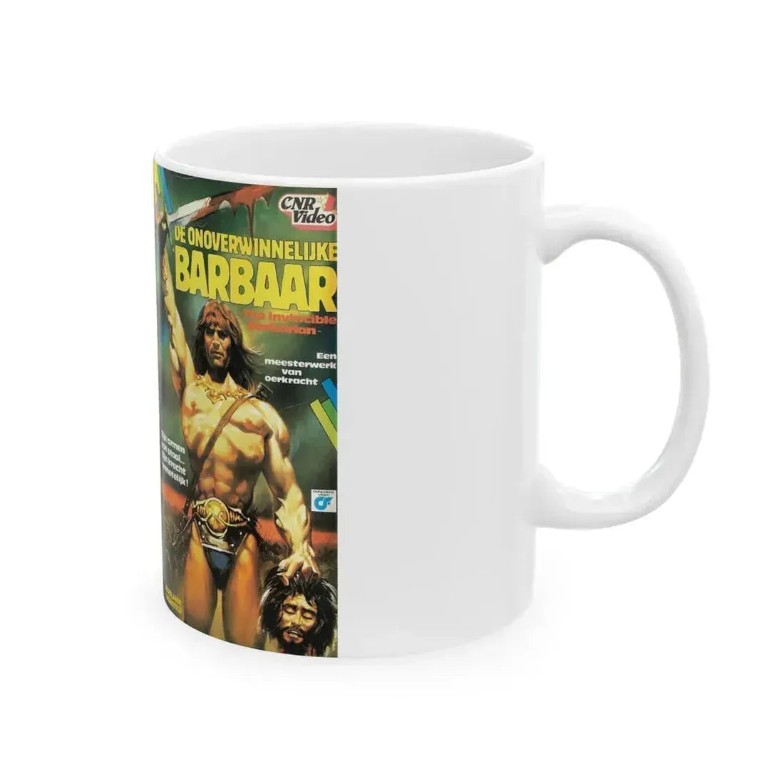 DE ONOVERWINNELIJKE BARBAAR (VHS COVER) - White Coffee Mug - Go Mug Yourself