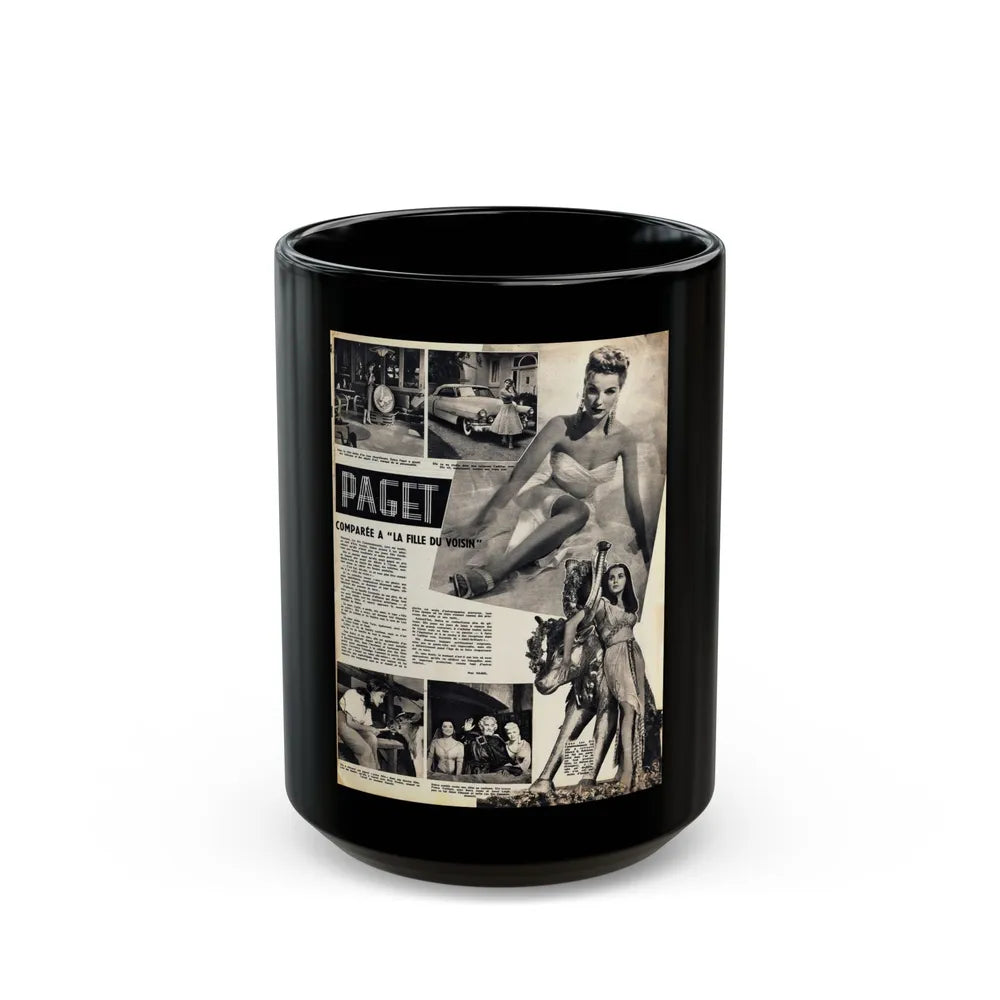 Debra Paget #483 - 6 B&W Photos on French Mag. Page (Vintage Female Icon) Black Coffee Mug-15oz-Go Mug Yourself