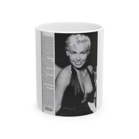 Jeanne Carmen #126 - Pages 12 of 14 with, 1 Large B&W Photo as a blonde & Article from Femme Fatales Mag. Oct. '95 (Vintage Female Icon) White Coffee Mug-11oz-Go Mug Yourself