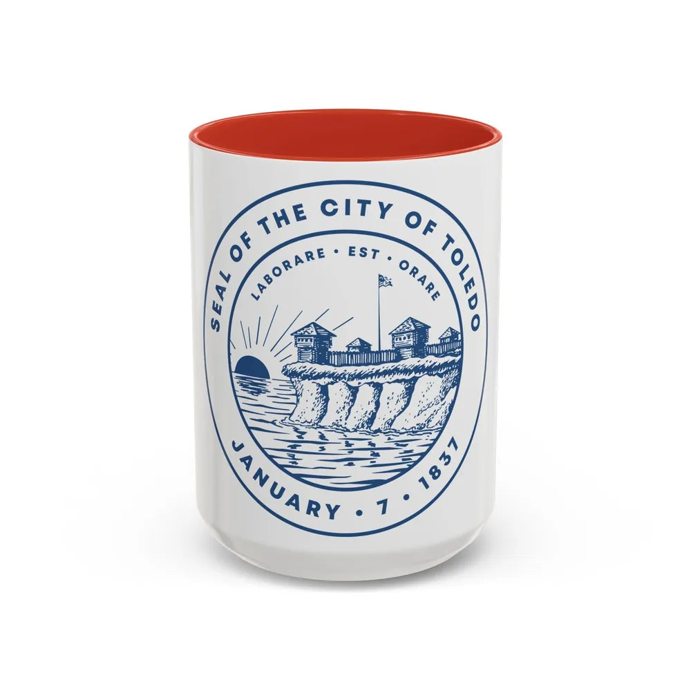 Seal of Toledo Ohio - Accent Coffee Mug-15oz-Red-Go Mug Yourself