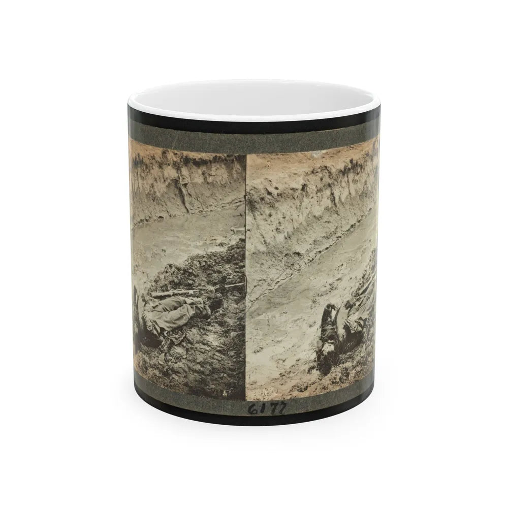 Dead Confederate Soldier In The Trenches Of Fort Mahone, Petersburg, Virginia (U.S. Civil War) White Coffee Mug-11oz-Go Mug Yourself