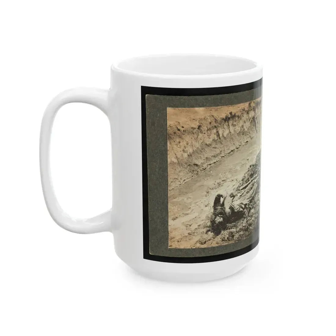 Dead Confederate Soldier In The Trenches Of Fort Mahone, Petersburg, Virginia (U.S. Civil War) White Coffee Mug - Go Mug Yourself
