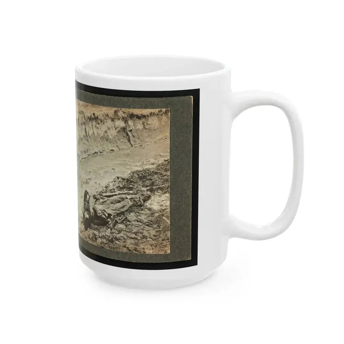 Dead Confederate Soldier In The Trenches Of Fort Mahone, Petersburg, Virginia (U.S. Civil War) White Coffee Mug - Go Mug Yourself