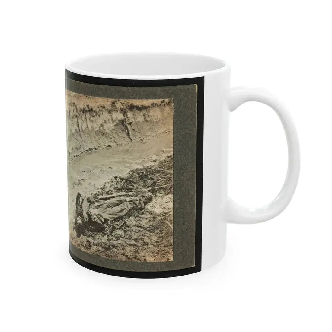 Dead Confederate Soldier In The Trenches Of Fort Mahone, Petersburg, Virginia (U.S. Civil War) White Coffee Mug - Go Mug Yourself