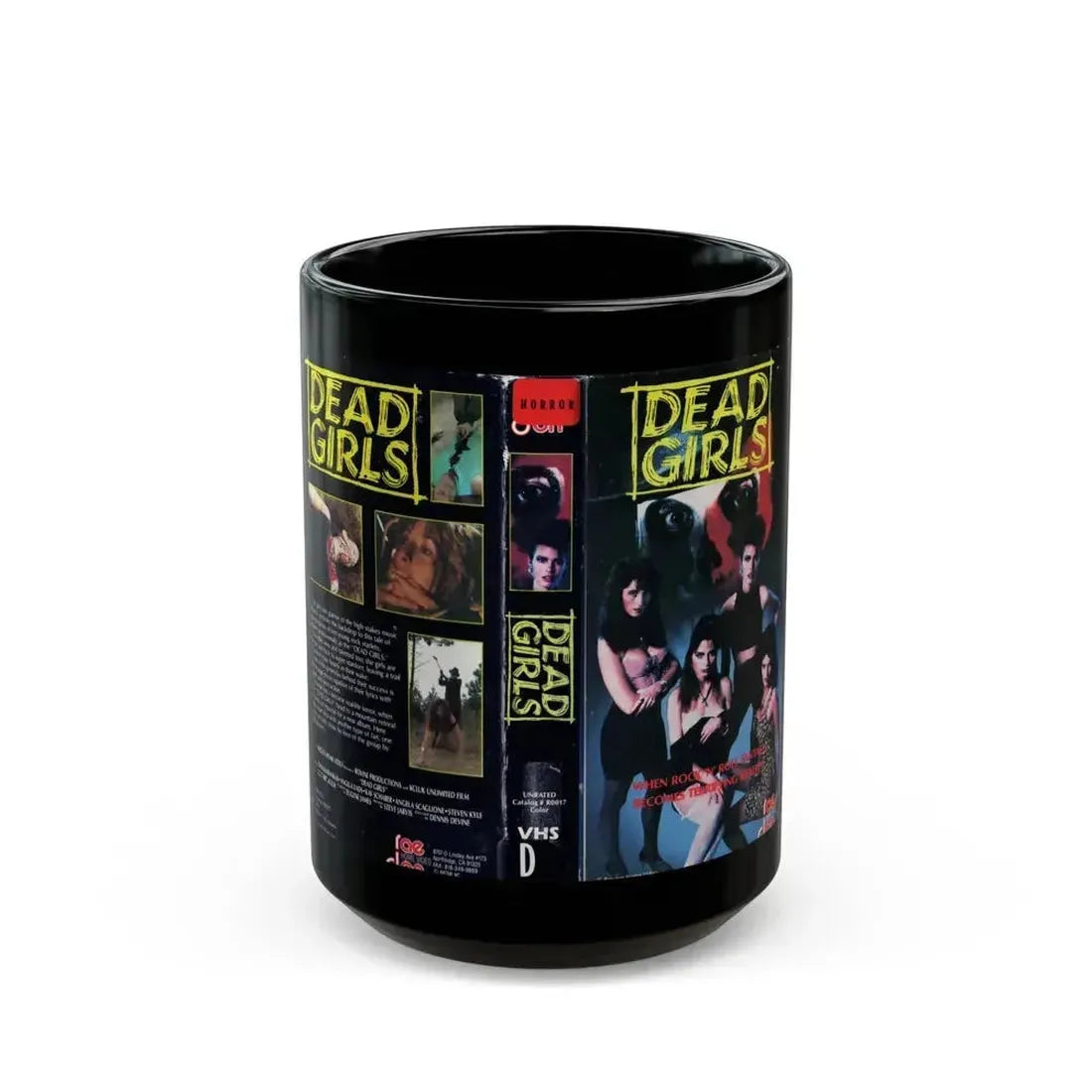 DEAD GIRLS (VHS COVER) - Black Coffee Mug 15oz - Go Mug Yourself