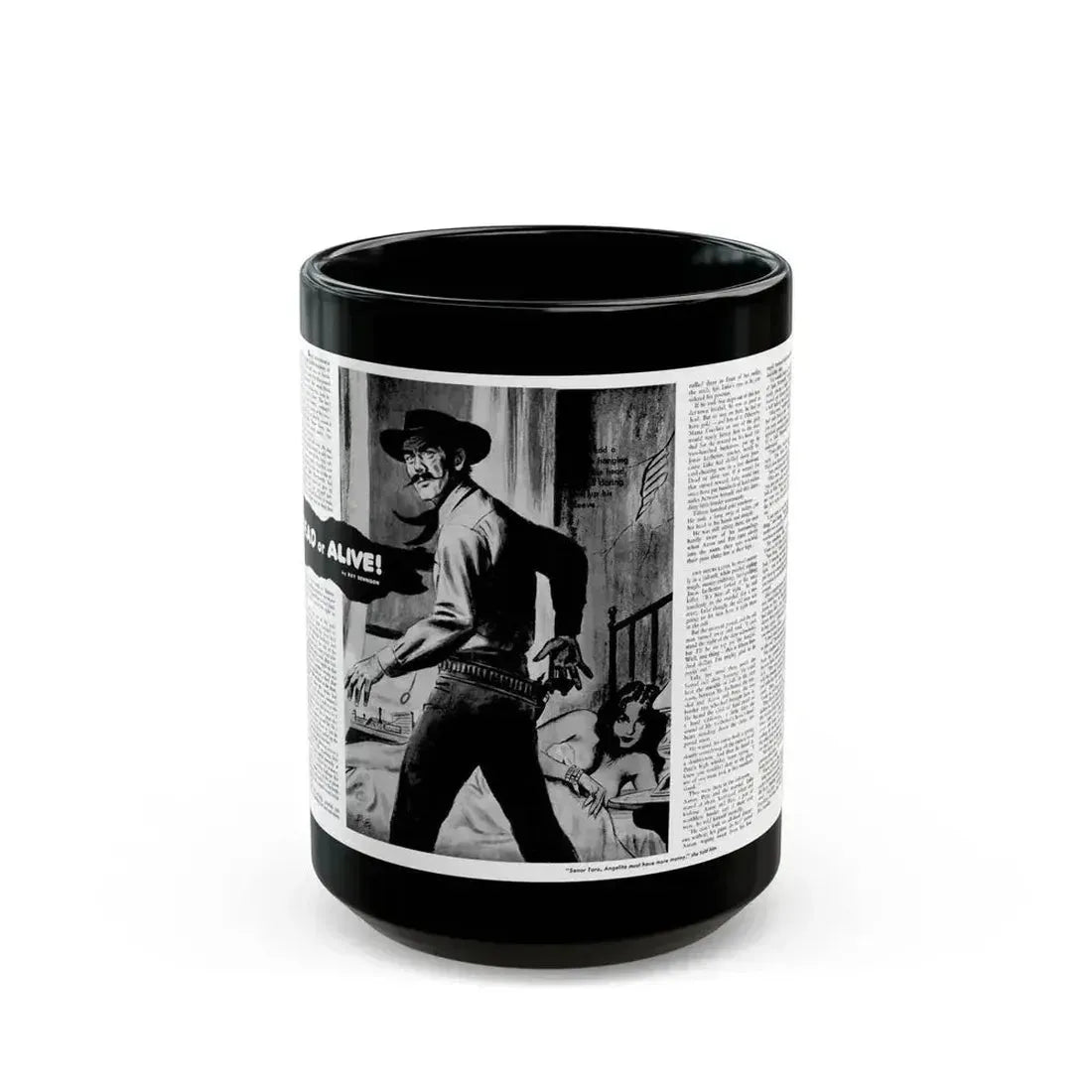 Dead or Alive, Adam magazine, October 1958 - Black Coffee Mug 15oz - Go Mug Yourself