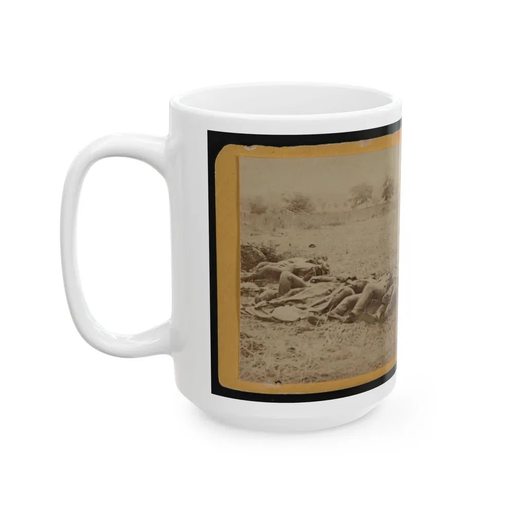 Dead Soldiers Lying Side By Side In A Field (U.S. Civil War) White Coffee Mug-Go Mug Yourself