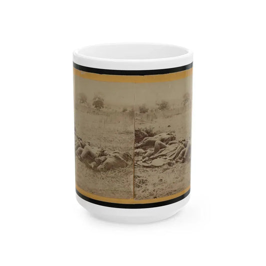 Dead Soldiers Lying Side By Side In A Field (U.S. Civil War) White Coffee Mug 15oz - Go Mug Yourself