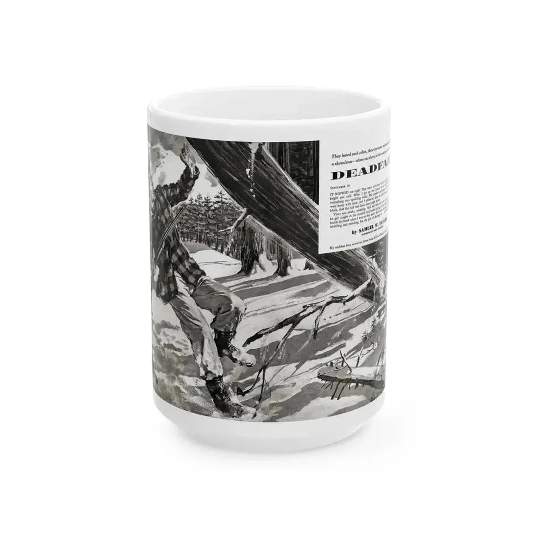 Deadfall, Adventure magazine, March 1958 - White Coffee Mug 15oz - Go Mug Yourself