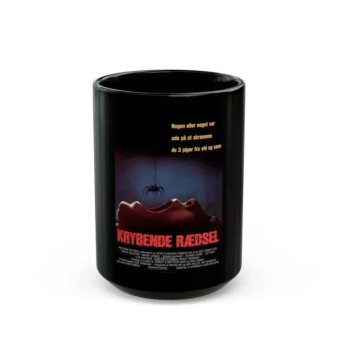 DEADLY BLESSING (DANISH) 1981 Movie Poster - Black Coffee Mug 15oz - Go Mug Yourself