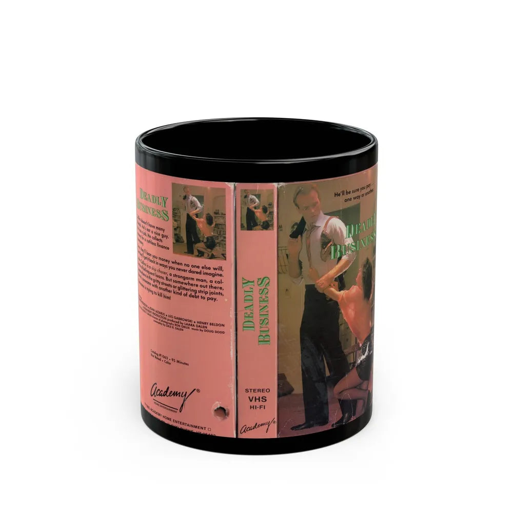 DEADLY BUSINESS (VHS COVER) - Black Coffee Mug-11oz-Go Mug Yourself