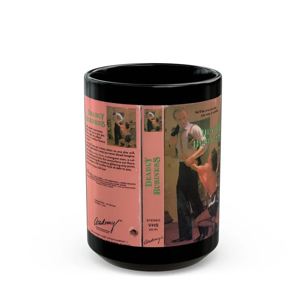 DEADLY BUSINESS (VHS COVER) - Black Coffee Mug-15oz-Go Mug Yourself